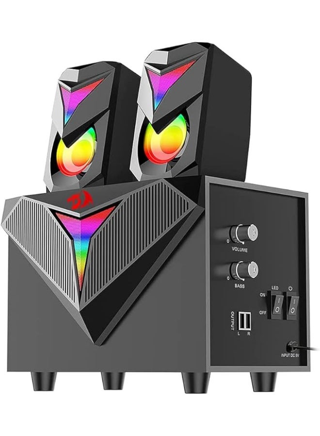 Redragon GS700 Toccata RGB 2.1 Gaming Subwoofer Speakers – Aux 3.5mm Stereo Surround – Heavy Bass so - Image 1